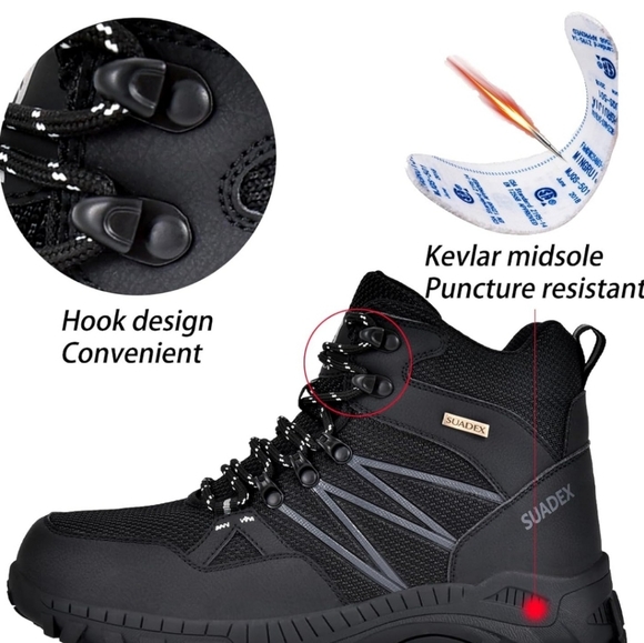 SUADEX Steel Toe Boots for Men Work Construction Safety Boots for Men Composite - Picture 3 of 7